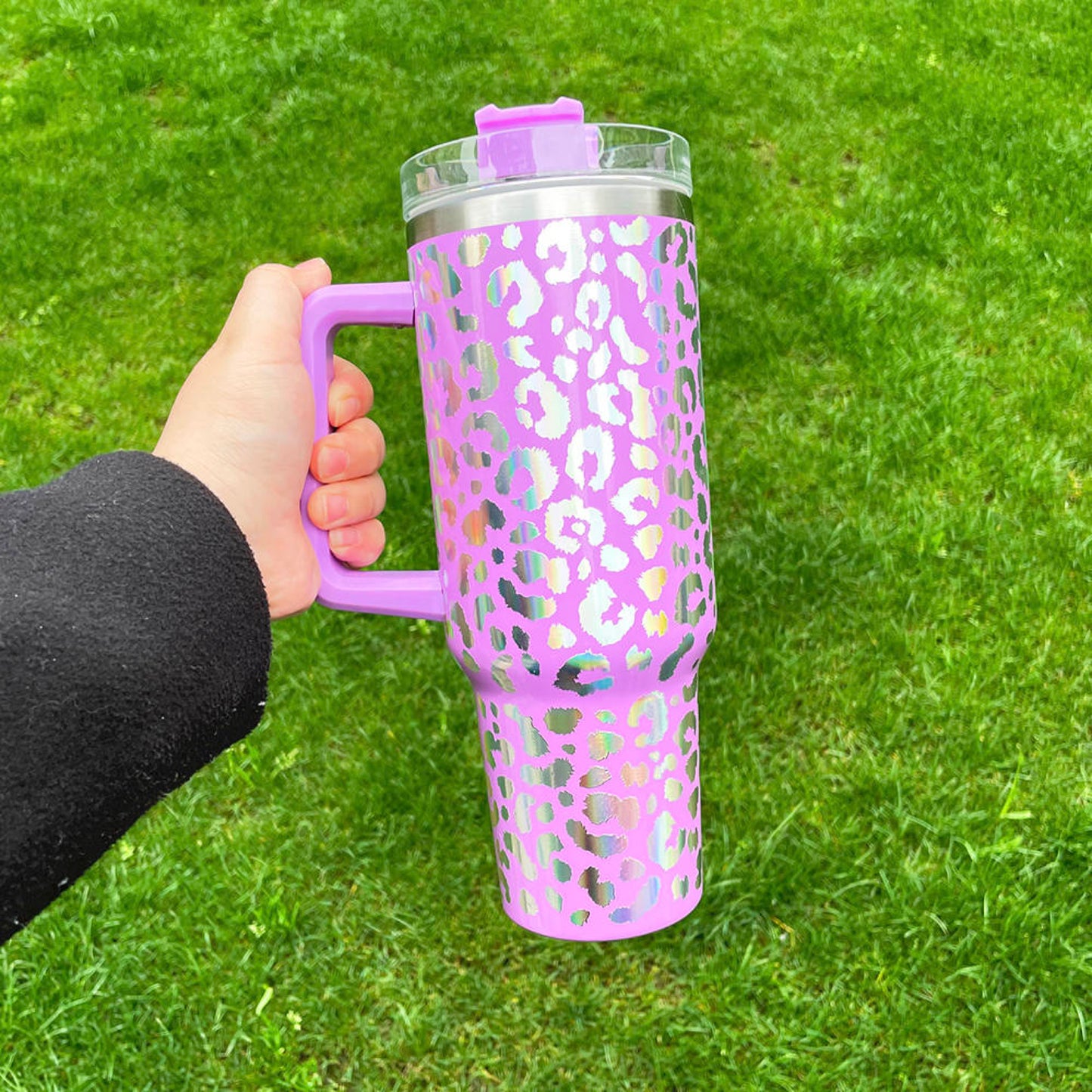 Holographic Leopard Print Tumbler