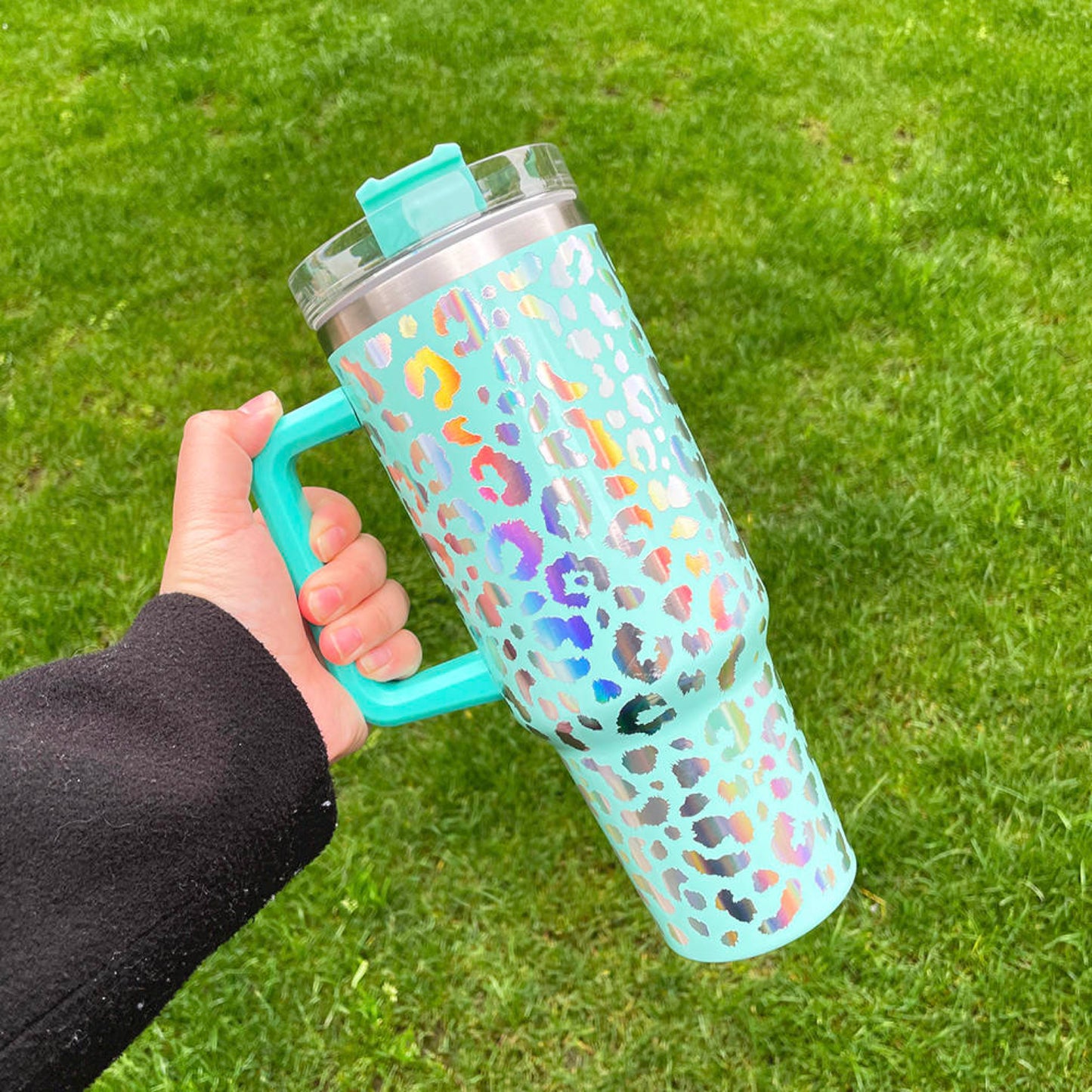 Holographic Leopard Print Tumbler