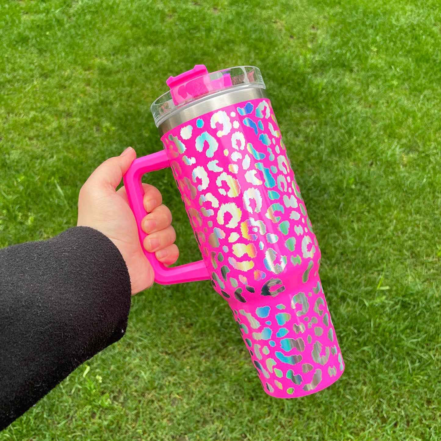 Holographic Leopard Print Tumbler
