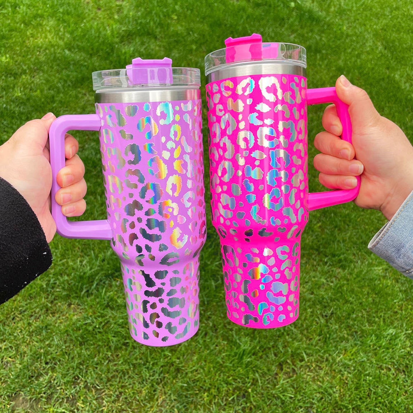 Holographic Leopard Print Tumbler
