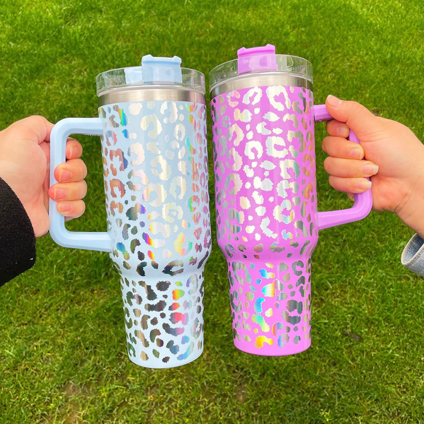 Holographic Leopard Print Tumbler