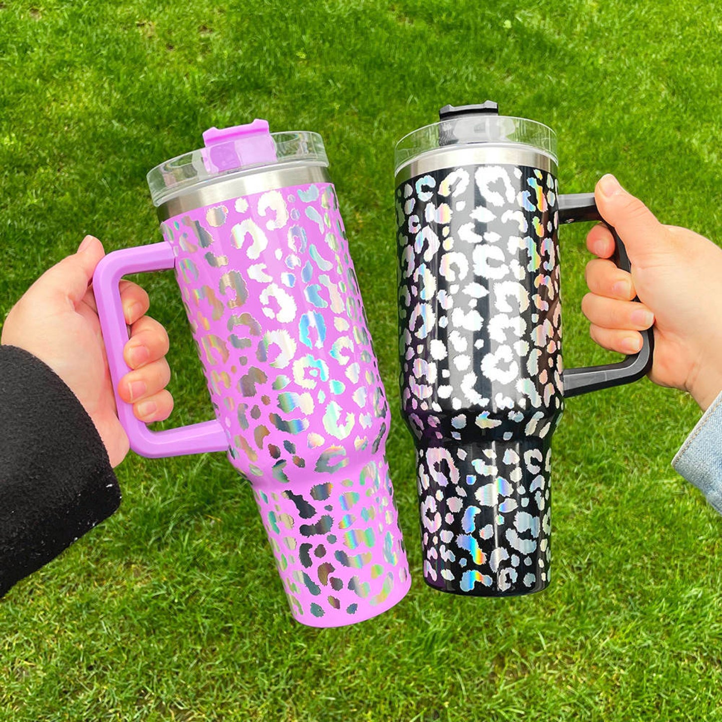 Holographic Leopard Print Tumbler