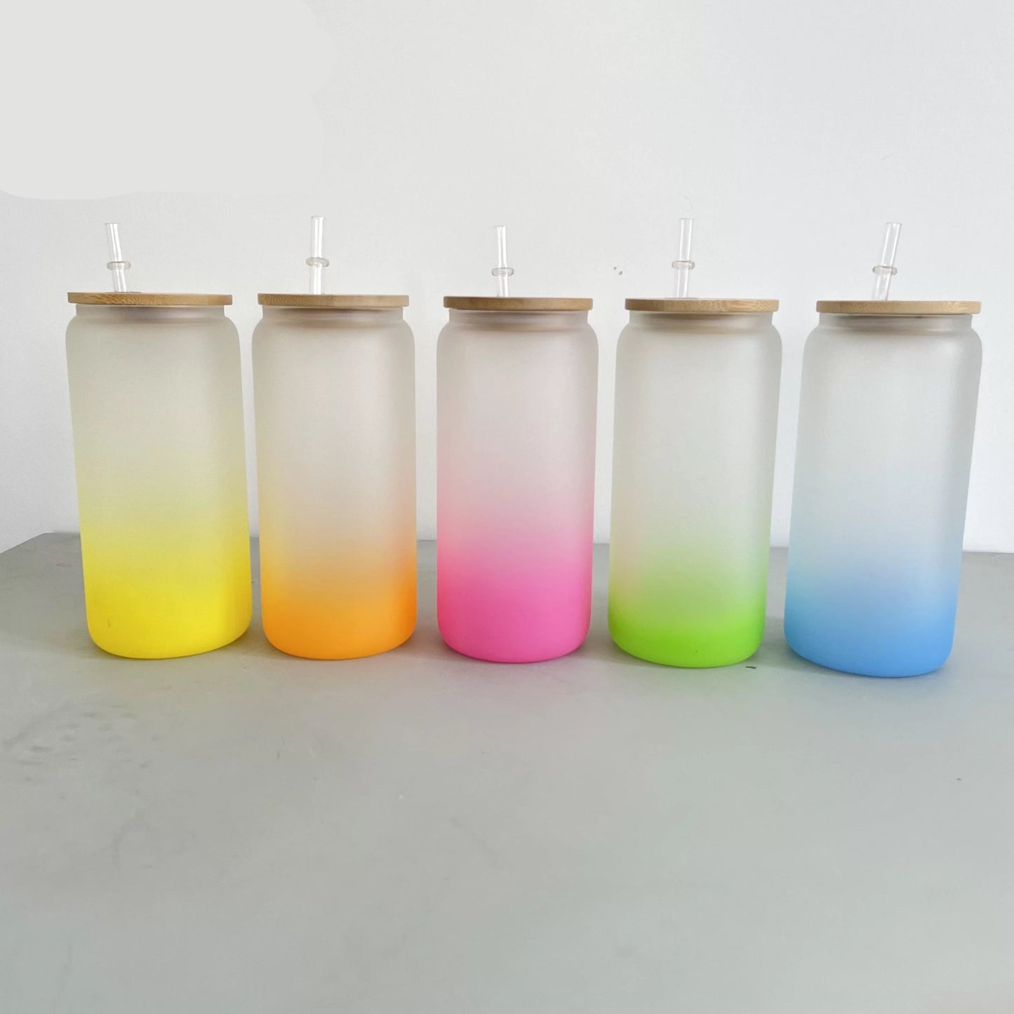 16 oz Gradient Color Sublimation Glass Soda Can