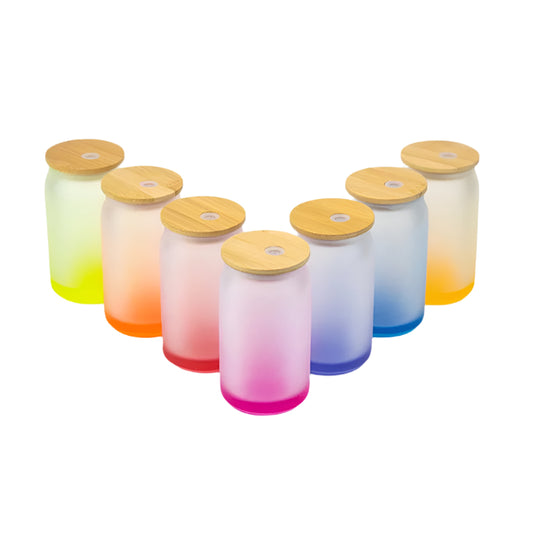 16 oz Gradient Color Sublimation Glass Soda Can