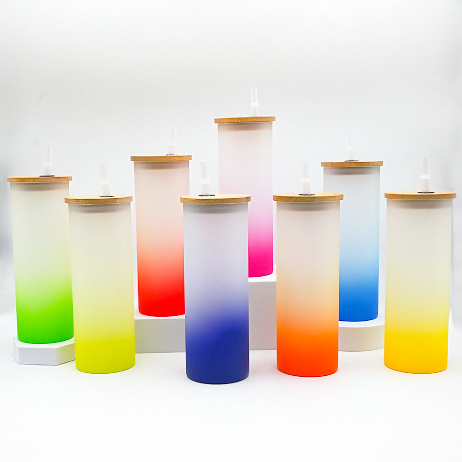 18 oz Gradient Color Sublimation Glass Tumblers