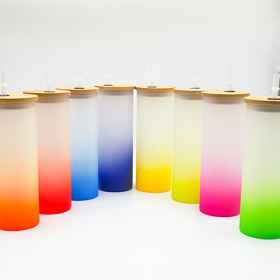 18 oz Gradient Color Sublimation Glass Tumblers