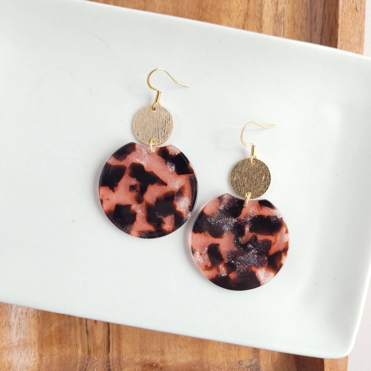 Zoey Earrings - Pink Glitter Tortoise / Fall Earrings
