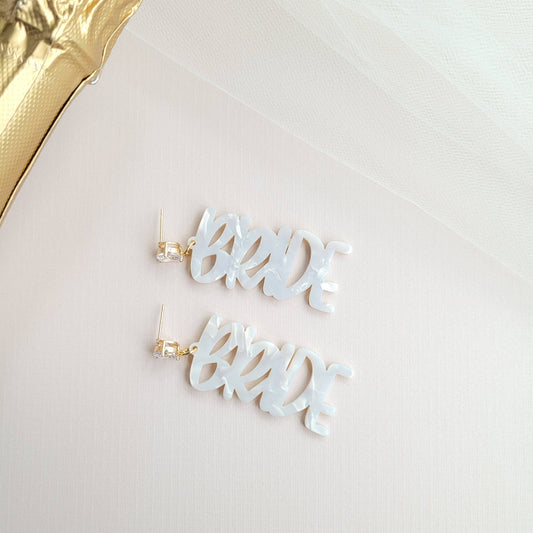 Bride Earrings / Bridal Bachelorette White Wedding Earring
