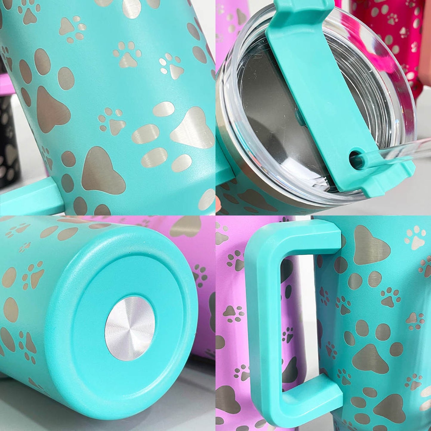 Laser Engraved Paw Print Tumbler