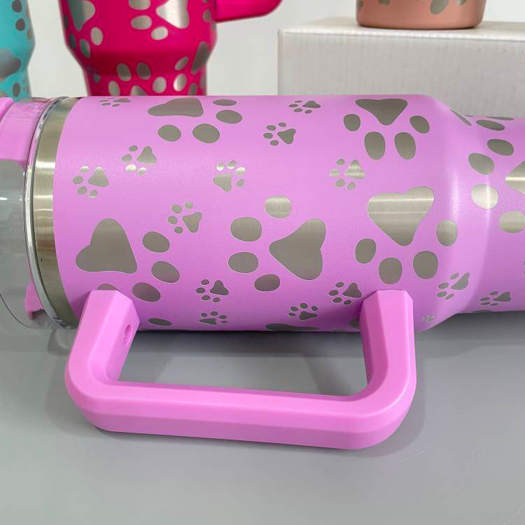 Laser Engraved Paw Print Tumbler