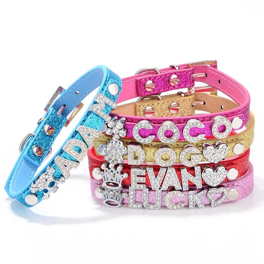 Custom Rhinestone Pet Collar – Personalized Name Collar for Dogs & Cats