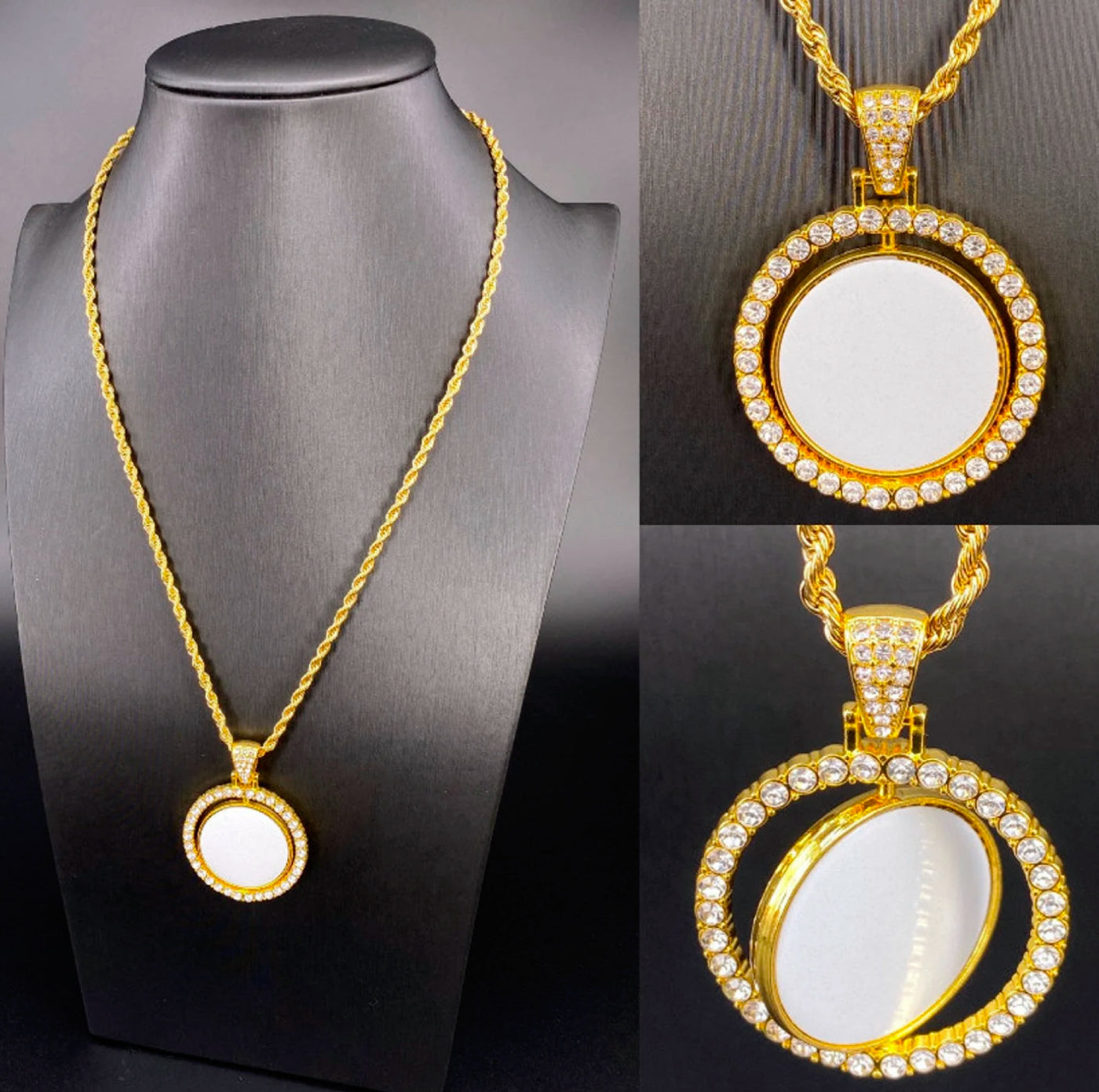 Rotating Round Rhinestone Necklace