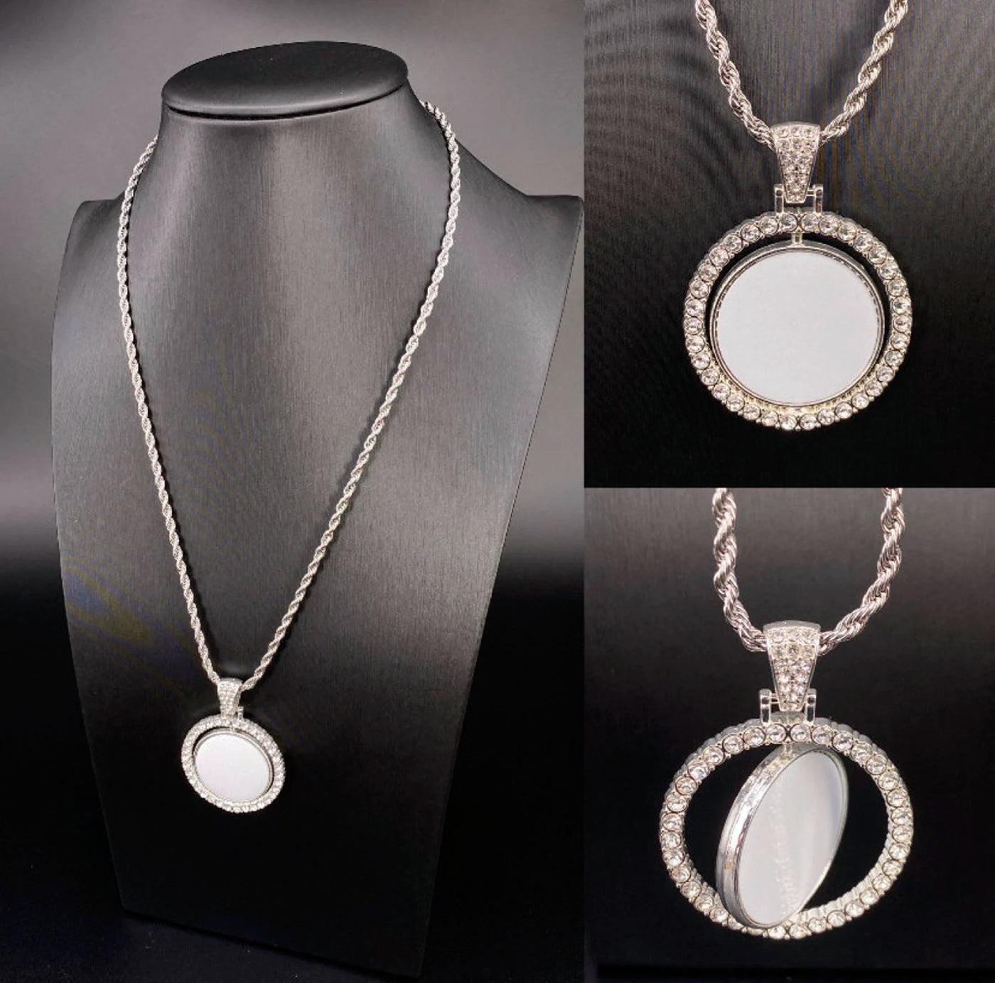 Rotating Round Rhinestone Necklace