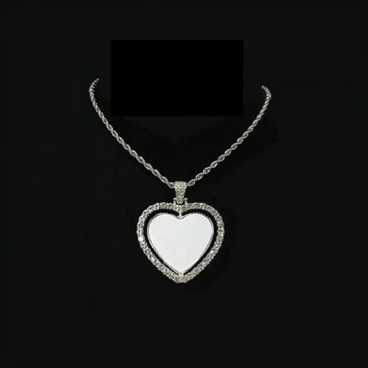 Rotating Heart Rhinestone Necklace