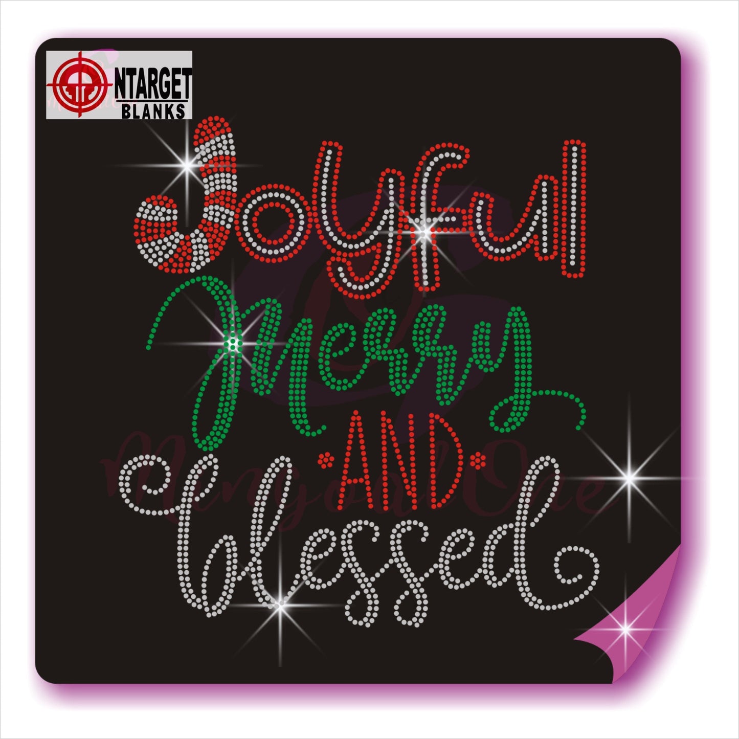 Joyful Merry and Blessed Rhinestone Transfers