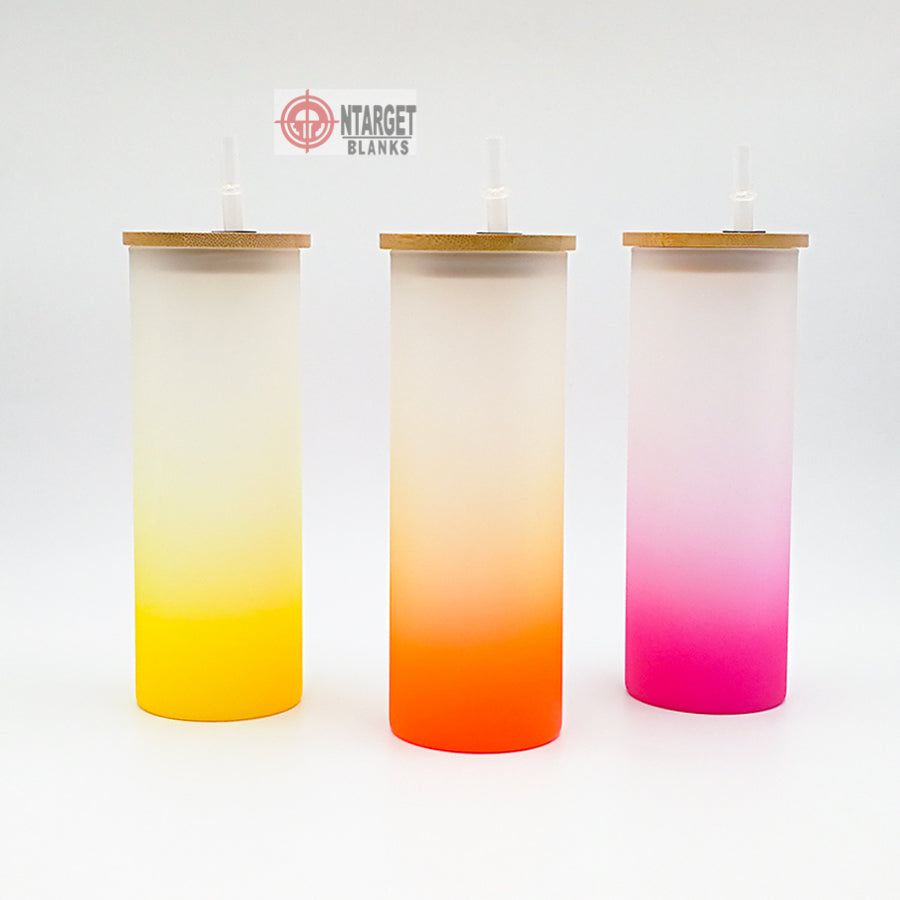 18 oz Gradient Color Sublimation Glass Tumblers