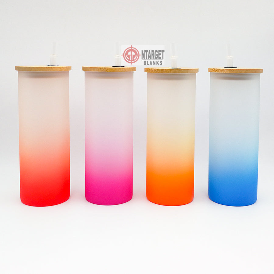 18 oz Gradient Color Sublimation Glass Tumblers