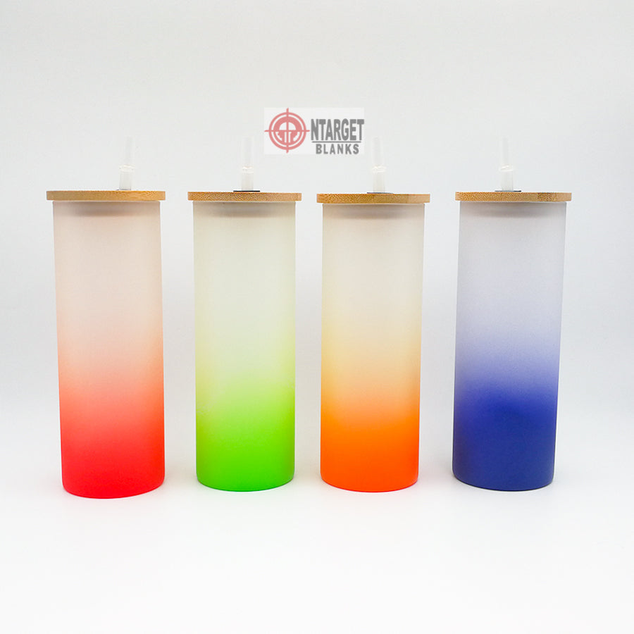 18 oz Gradient Color Sublimation Glass Tumblers