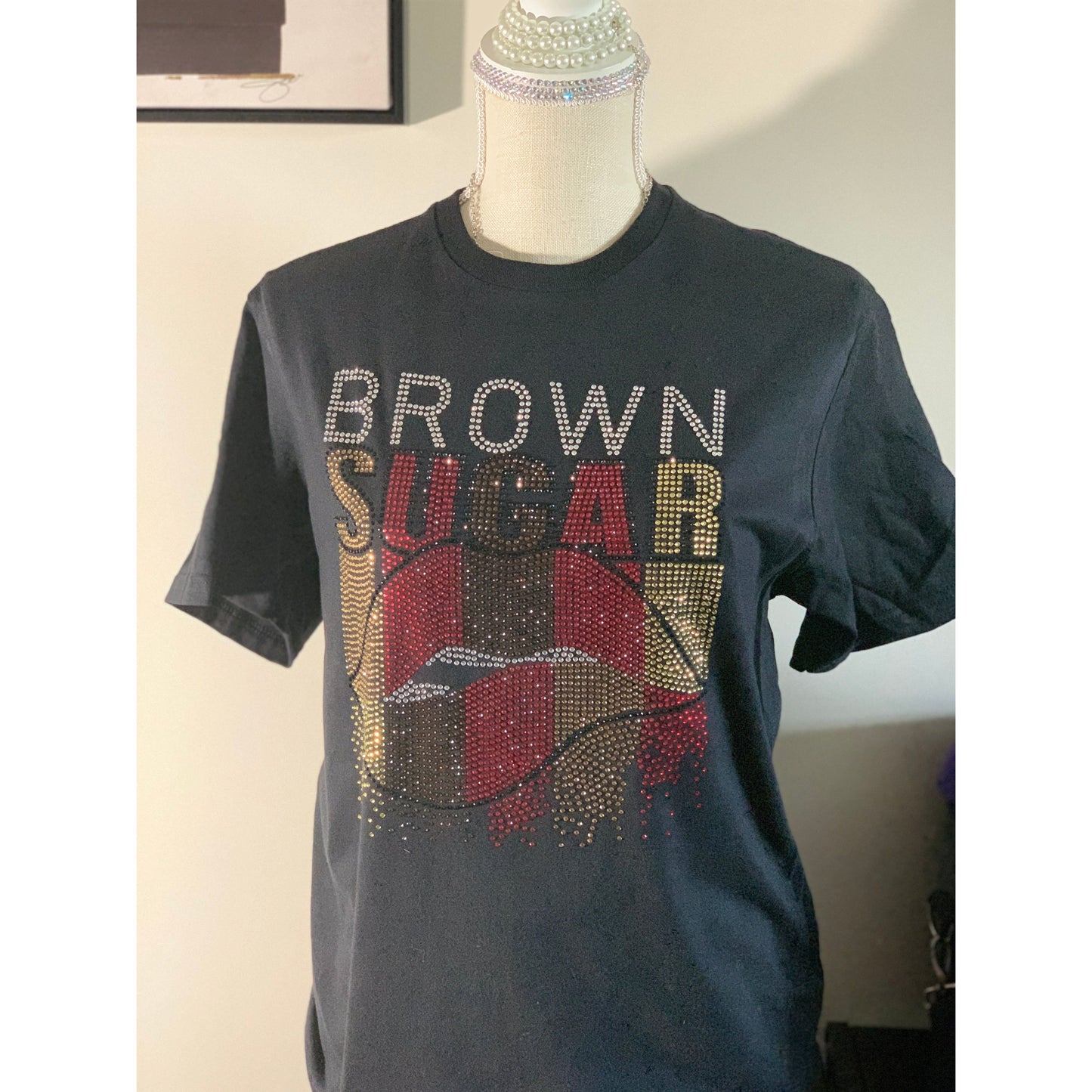 Brown Sugar Rhinestone Shirt w/Red
