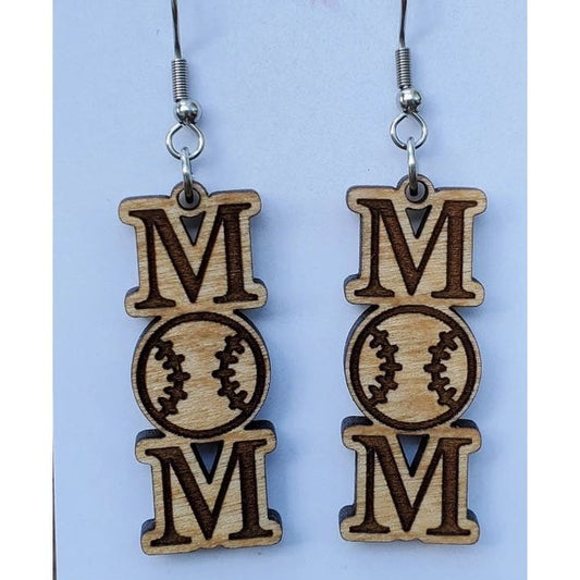 Baseball Mom Wooden Earrings