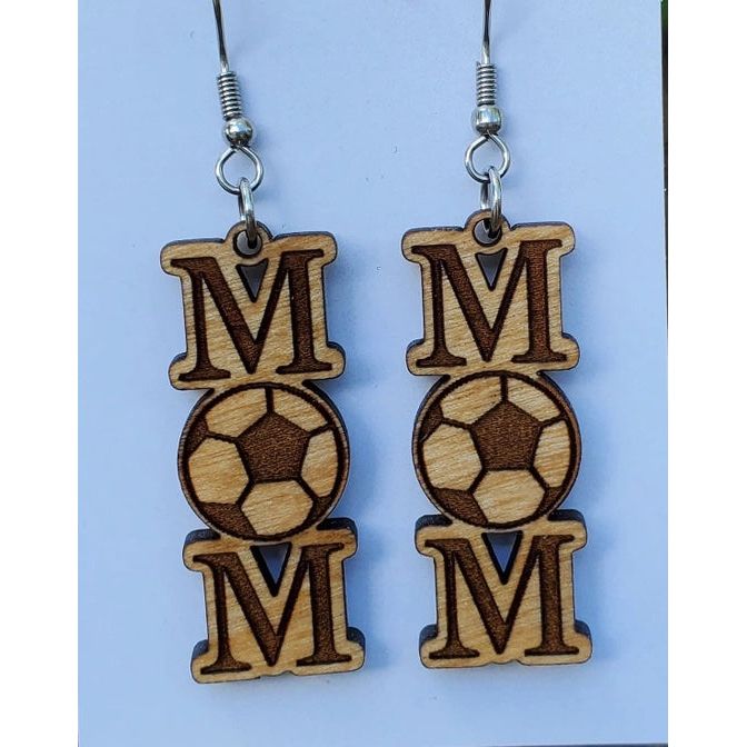 Soccer Mom Wooden Earrings